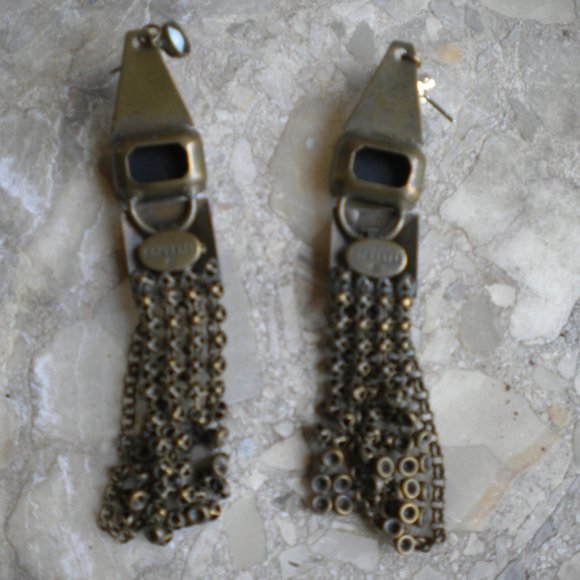 Vintage Rare Sorrelli Brass Jet Crystal Earrings - Picture 3 of 5
